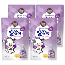 샤워메이트 말랑카우 버블 핸드워시 블루베리향 리필, 250ml, 4개