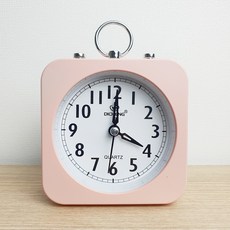DICHENG 빈티지 무소음 탁상 알람 시계, 핑크