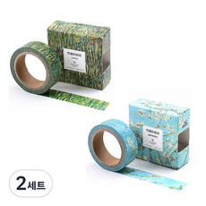 Life Point梵谷紙膠帶 有花的阿爾風景+開花的杏樹, 混色, 2組