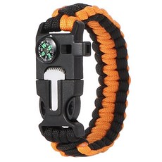 MAKE MINE 戶外多功能傘繩求生手環, 1個, 橘色 + 黑色