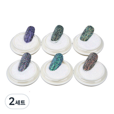 Sugar Powder美甲亮粉 KG0401 白色 6件組, 6種閃光, 2組