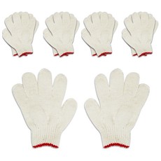 工作布手套組 5雙, 白色