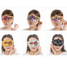 PARTYSHOW 威尼斯亮光半臉面具 6款, 紅色, 紫色, 粉紅色, 金色, 銀色, 黑色