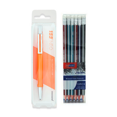 monAmi 153 Neo 原子筆 + Skyglory 三角橡皮擦鉛筆 12p, 橘紅色(原子筆), 黃色(鉛筆), 1套