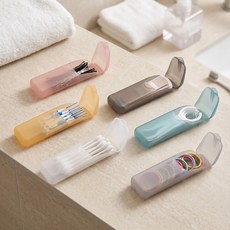 이고다 파스텔 휴대용 여행용 치실 면봉 수납 케이스 6종 세트, 혼합색상, 1세트