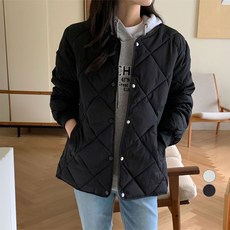 afinar 女款寬鬆無領絎縫鋪棉外套