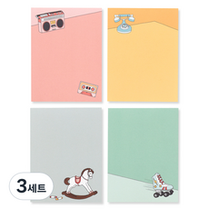 모노라이크 메모리즈 메모지 A 4종 세트, Radio, Telephone, Toy, Roller Skate, 3세트