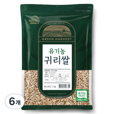그린하베스트 캐나다산 유기농 귀리, 1kg, 6개
