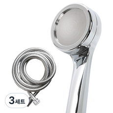 리빙이프 고수압 절수 샤워기 + 샤워줄 2m 세트, 크롬, 3세트