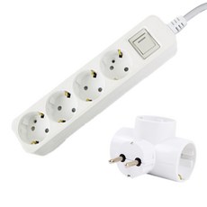 SUPER TAP 一般4孔延長線 SY-MG4, 灰白色, 2.5m, 1個