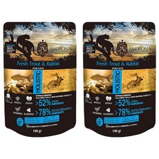 AMBROSIA 安柏希雅 全齡用 無穀鮮肉貓糧, 鱒魚 + 兔肉, 100g, 2包