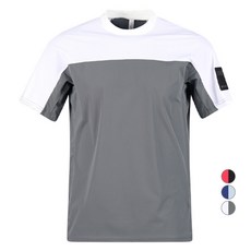 luxgolf 男士圓領沖孔拼接短袖T恤 LB4M425