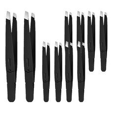 Ellove 粉彩修眉夾 美容鑷子 拔毛夾, 10個, 黑色