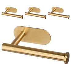앞날창창 스테인리스 스탠드 벽걸이 휴지 걸이대, 골드, 4개