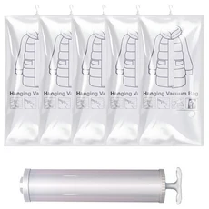 Sionnet 長版羽絨衣掛式真空壓縮袋(大型) 附抽氣筒, 1組, 5入