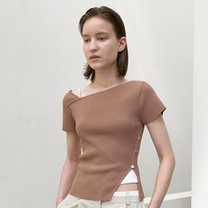 AtelierNain 女款不對稱剪裁修身針織衫 R-T-6651