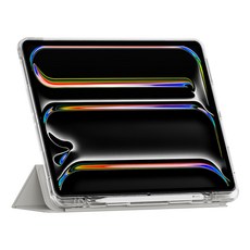 SINJIMORU Pure Defense 透明附Apple Pencil收納槽平板電腦保護殼, 暖灰色, 1個