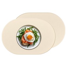 SSONGKIM 易清洗矽膠餐墊, 39 x 26.5 cm, 燕麥象牙白, 2個