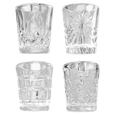 ARTWARE 玻璃雕花燒酒杯 4入 耐熱玻璃杯套裝, 透明色, 1組