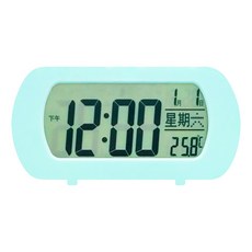 WK 多功能語音報時電子鐘 白色夜光燈 溫度顯示 整點報時, 淺綠色