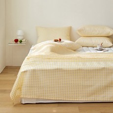 디어썸머 시어서커 여름 홑이불 세트, 망고체크