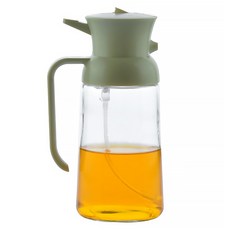 SUNORO 家用按壓噴倒兩用油壺/玻璃噴油瓶/空氣炸鍋調味瓶/油醋瓶 綠色, 550ml, 1個