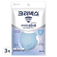 크리넥스 유한킴벌리 라이트핏 쿨마스크 중형, 5개입, 3개, 소프트블루