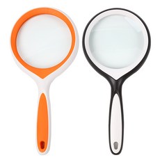 Biz-On 10倍防滑手柄放大鏡 100mm 2件組, 1套, 白色 + 黑色, 橘色 + 白色