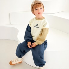 WALTONKIDS 男童MATE配色刷毛上下套裝