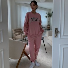 시크블랙 델엔니 기모 오버핏 맨투맨 밴딩 조거 팬츠세트 cpset3056k39