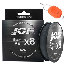 JOF SPUER PE 8股編織釣魚線 300m + Silver Cast 線擋組合, 灰色 + 隨機出貨(線擋), 1套