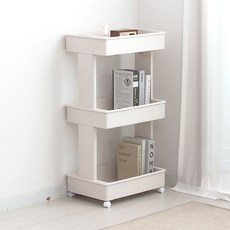 OLIVING 高級移動式收納層架推車 3層, 奶油白, 1個