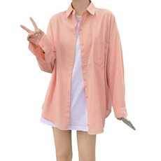 寬鬆素面長袖襯衫 棉+聚酯纖維