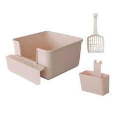 리빙숲 무이 고양이 대형 화장실 + 스쿱 랜덤발송 + 스쿱거치대, 핑크(화장실), 1세트