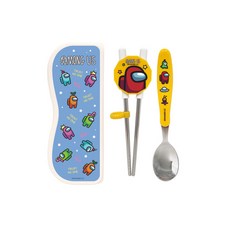 LE BARN 韓國製造Among Us聯名兒童湯匙 + 學習筷 左右手通用 + 餐具收納盒組, 混色, 1組