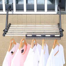 Living 100 陽台窗框迷你圓形曬衣架, 黑色, 1組