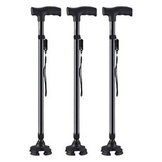 올비에스 카본 4발 클래식 노인 지팡이, 블랙, 3개