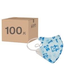 淨新科技 3D立體兒童細耳醫療口罩, 50片, 2盒, 藍底藍熊