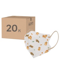 COMFIZ 康菲 大童3D立體醫療口罩 適用7~12歲, 20片, 水豚一家, 1盒