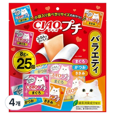 챠오츄르 고양이 CIAO 쁘띠 버라이어티 간식 25p, 200g, 4개, 혼합맛(참치/가다랑어/닭가슴살) 200g, 4개, 혼합맛(참치/가다랑어/닭가슴살)