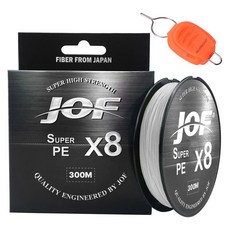 JOF SUPER PE 8股釣魚線 300m+Silver Cast 魚線擋線器, 白色 + 隨機出貨(擋線器), 1套