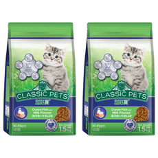 CLASSIC PETS 加好寶 幼貓用 乾糧, 海洋魚 + 牛奶, 1.5kg, 2袋