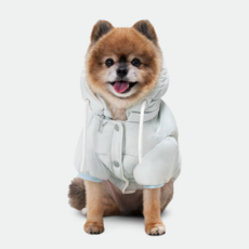 Neo FIT. 狗狗羽絨服 冬裝 雙面穿戴 柔軟雲朵帽 圍脖, 藍灰色, 1個