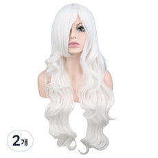 Yoon's Labs 時尚彩色假髮 80cm, 白色, 2個