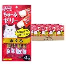 INABA CIAO 啾嚕 肉泥 4條, 寒天鮪魚, 60g, 48袋