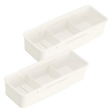 Lifetem 多功能滑動分隔收納箱, 2個, 白色