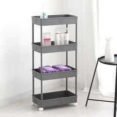 OLIVING 簡約移動式收納層架推車 4層, 灰色, 1個