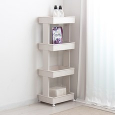 OLIVING 高級移動式收納層架推車 4層, 奶油白, 1個