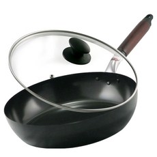 hokua 北陸 輕量級木柄黑鐵平底鍋 26cm 含蓋, 1個