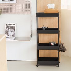 Nature Living 4層移動式收納推車, 黑色